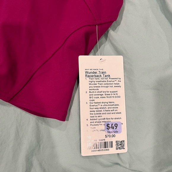 lululemon athletica wundertrain racerback tank top - Picture 4 of 4